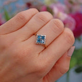 Ellibelle Jewellery London Topaz & Diamond 9ct Gold Kite Cluster Ring