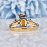 Ellibelle Jewellery Madeira Citrine & Diamond 9ct Gold Three Stone Ring