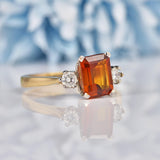 Ellibelle Jewellery Madeira Citrine & Diamond 9ct Gold Three Stone Ring