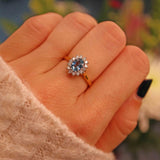 Ellibelle Jewellery Millenium Aquamarine & Diamond 18ct Gold Cluster Ring