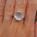 Ellibelle Jewellery Moonstone Cabochon & Diamond 9ct White Gold Dress Ring (9.46ct)
