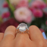 Ellibelle Jewellery Moonstone Cabochon & Diamond 9ct White Gold Dress Ring (9.46ct)