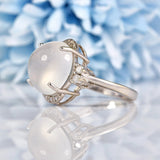Ellibelle Jewellery Moonstone Cabochon & Diamond 9ct White Gold Dress Ring (9.46ct)