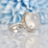 Ellibelle Jewellery Moonstone Cabochon & Diamond 9ct White Gold Dress Ring (9.46ct)