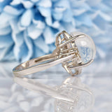 Ellibelle Jewellery Moonstone Cabochon & Diamond 9ct White Gold Dress Ring (9.46ct)