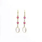 Ellibelle Jewellery Moonstone & Ruby Gold Drop Earrings