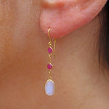 Ellibelle Jewellery Moonstone & Ruby Gold Drop Earrings