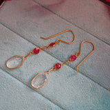 Ellibelle Jewellery Moonstone & Ruby Gold Drop Earrings