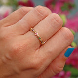 Ellibelle Jewellery Multi Gem 9ct Gold 'Dearest' Stacking Band Ring