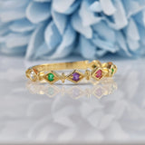 Ellibelle Jewellery Multi Gem 9ct Gold 'Dearest' Stacking Band Ring
