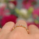 Ellibelle Jewellery Multi Gem 9ct Gold 'Dearest' Stacking Band Ring