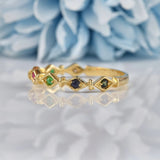 Ellibelle Jewellery Multi Gem 9ct Gold 'Dearest' Stacking Band Ring
