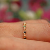 Ellibelle Jewellery Multi Gem 9ct Gold 'Dearest' Stacking Band Ring