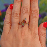 Ellibelle Jewellery Multi Gem Pear Shaped 9ct Gold Crossover Ring