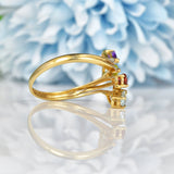 Ellibelle Jewellery Multi Gem Pear Shaped 9ct Gold Crossover Ring