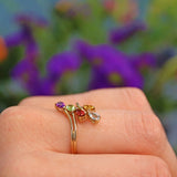 Ellibelle Jewellery Multi Gem Pear Shaped 9ct Gold Crossover Ring