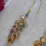 Ellibelle Jewellery Multicolour Sapphire 18ct Gold Bunch Drop Earrings