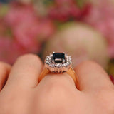 Ellibelle Jewellery Natural Blue Sapphire & Diamond 18ct Gold Cluster Ring (3.14ct)