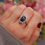 Ellibelle Jewellery Natural Blue Sapphire & Diamond 18ct Gold Cluster Ring (3.14ct)