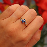 Ellibelle Jewellery Natural Blue Sapphire & Diamond 18ct Gold Crossover Ring