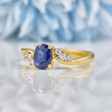 Ellibelle Jewellery Natural Blue Sapphire & Diamond 18ct Gold Crossover Ring