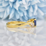 Ellibelle Jewellery Natural Blue Sapphire & Diamond 18ct Gold Crossover Ring