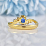 Ellibelle Jewellery Natural Blue Sapphire & Diamond 18ct Gold Crossover Ring