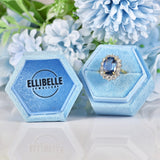 Ellibelle Jewellery Natural Blue Sapphire & Diamond 18ct Gold Oval Cluster Engagement Ring