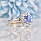 Ellibelle Jewellery Natural Ceylon Sapphire & Diamond 18ct White Gold Cluster Engagement Ring (1.20ct)