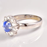 Ellibelle Jewellery Natural Ceylon Sapphire & Diamond 18ct White Gold Cluster Engagement Ring (1.20ct)