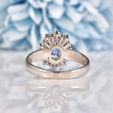 Ellibelle Jewellery Natural Ceylon Sapphire & Diamond 18ct White Gold Cluster Engagement Ring (1.20ct)