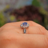 Ellibelle Jewellery Natural Ceylon Sapphire & Diamond 18ct White Gold Cluster Engagement Ring (1.20ct)