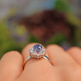 Ellibelle Jewellery Natural Ceylon Sapphire & Diamond 18ct White Gold Cluster Engagement Ring (1.20ct)