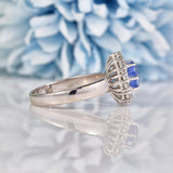 Ellibelle Jewellery Natural Ceylon Sapphire & Diamond 18ct White Gold Cluster Engagement Ring (1.20ct)