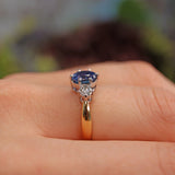 Ellibelle Jewellery Natural Ceylon Sapphire & Diamond Three Stone Engagement Ring (1.60ct)