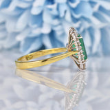 Ellibelle Jewellery Natural Emerald & Diamond 18ct Gold Cluster Engagement Ring