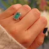 Ellibelle Jewellery Natural Emerald & Diamond 18ct Gold Cluster Engagement Ring