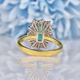 Ellibelle Jewellery Natural Emerald & Diamond 18ct Gold Cluster Engagement Ring