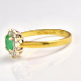 Ellibelle Jewellery Natural Emerald & Diamond 18ct Gold Oval Cluster Ring