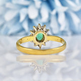 Ellibelle Jewellery Natural Emerald & Diamond 18ct Gold Oval Cluster Ring