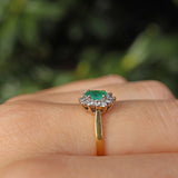 Ellibelle Jewellery Natural Emerald & Diamond 18ct Gold Oval Cluster Ring