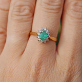 Ellibelle Jewellery Natural Emerald & Diamond 18ct Gold Oval Cluster Ring
