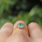 Ellibelle Jewellery Natural Emerald & Diamond 18ct Gold Oval Cluster Ring