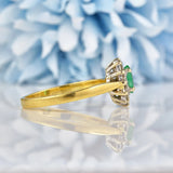 Ellibelle Jewellery Natural Emerald & Diamond 18ct Gold Oval Cluster Ring