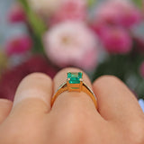 Ellibelle Jewellery Natural Emerald & Diamond 18ct Gold Solitaire Ring