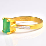 Ellibelle Jewellery Natural Emerald & Diamond 18ct Gold Solitaire Ring