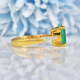 Ellibelle Jewellery Natural Emerald & Diamond 18ct Gold Solitaire Ring