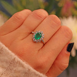 Ellibelle Jewellery Natural Emerald & Diamond 18ct White Gold Engagement Ring