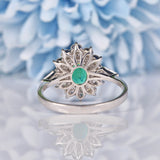 Ellibelle Jewellery Natural Emerald & Diamond 18ct White Gold Engagement Ring