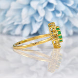 Ellibelle Jewellery Natural Emerald & Diamond Gold Oval Cluster Ring